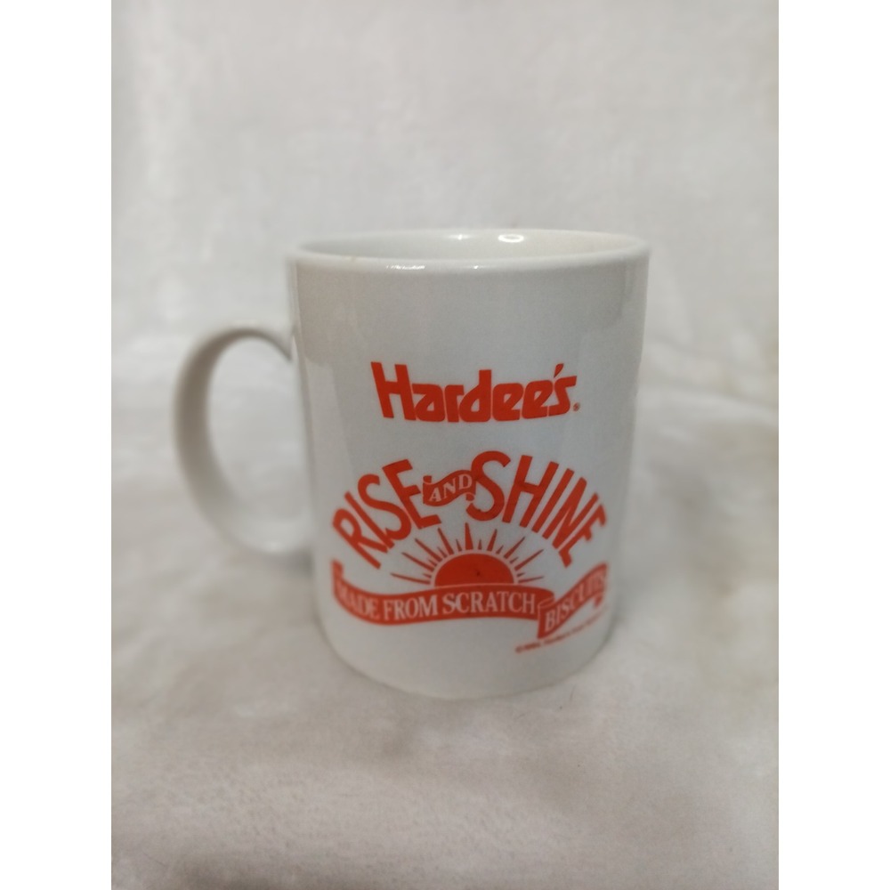 Vintage 1994 Hardee's Rise and Shine Made From Scratch Biscuits Coffee Mug White